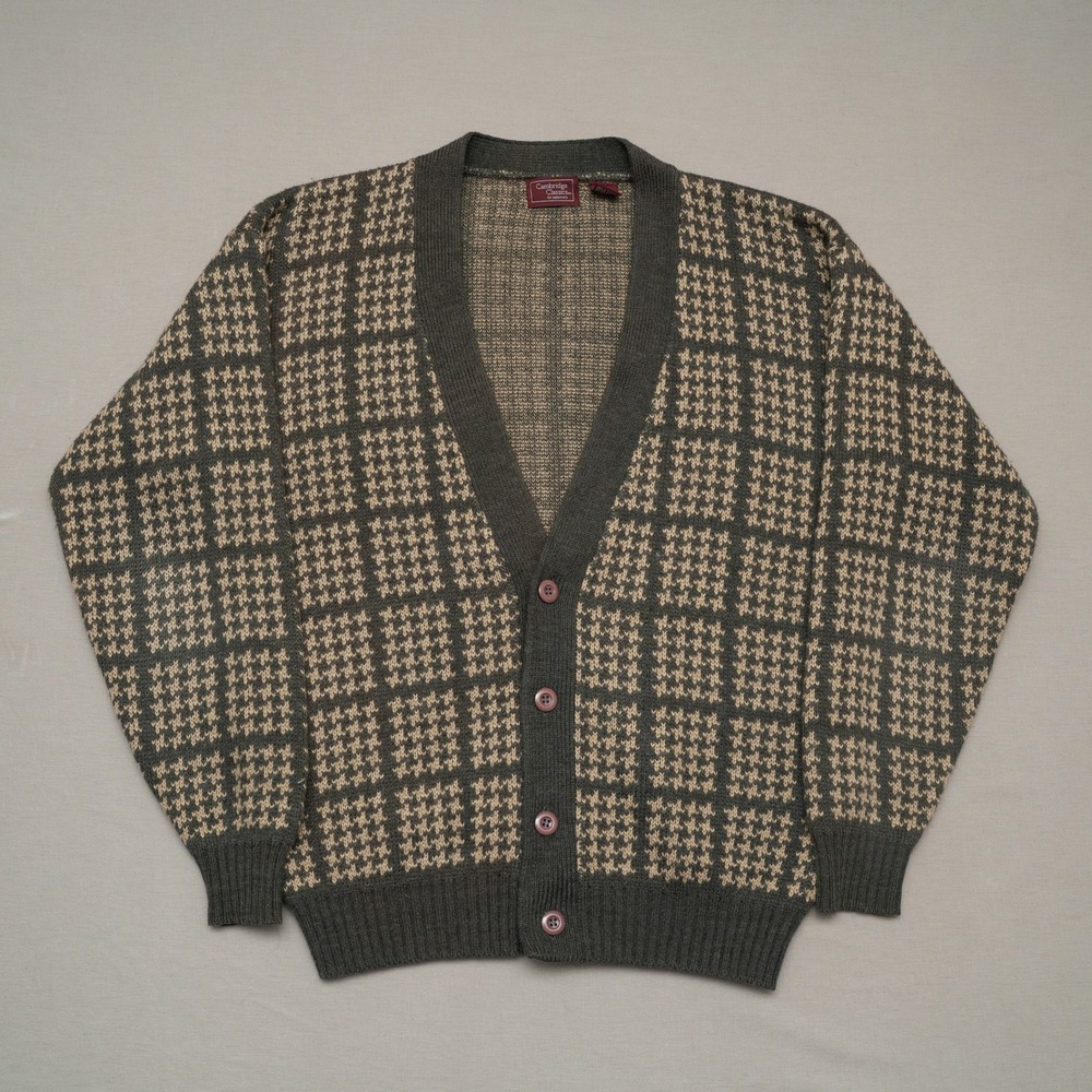 Vintage Cambridge Classics Geometric 80s 90s Cardigan Kurt Cobain Two‎ Tone M